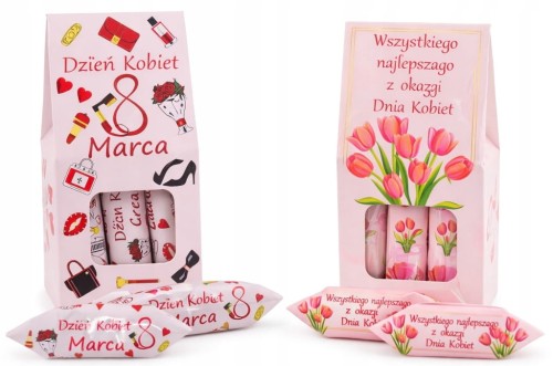 Krówki mleczne na dzień Kobiet 8 marca prezent pudełko upominek 2 wzory