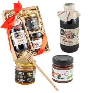 Kosz prezentowy na dzień Nauczyciela miód konfitura syrop naturalny box